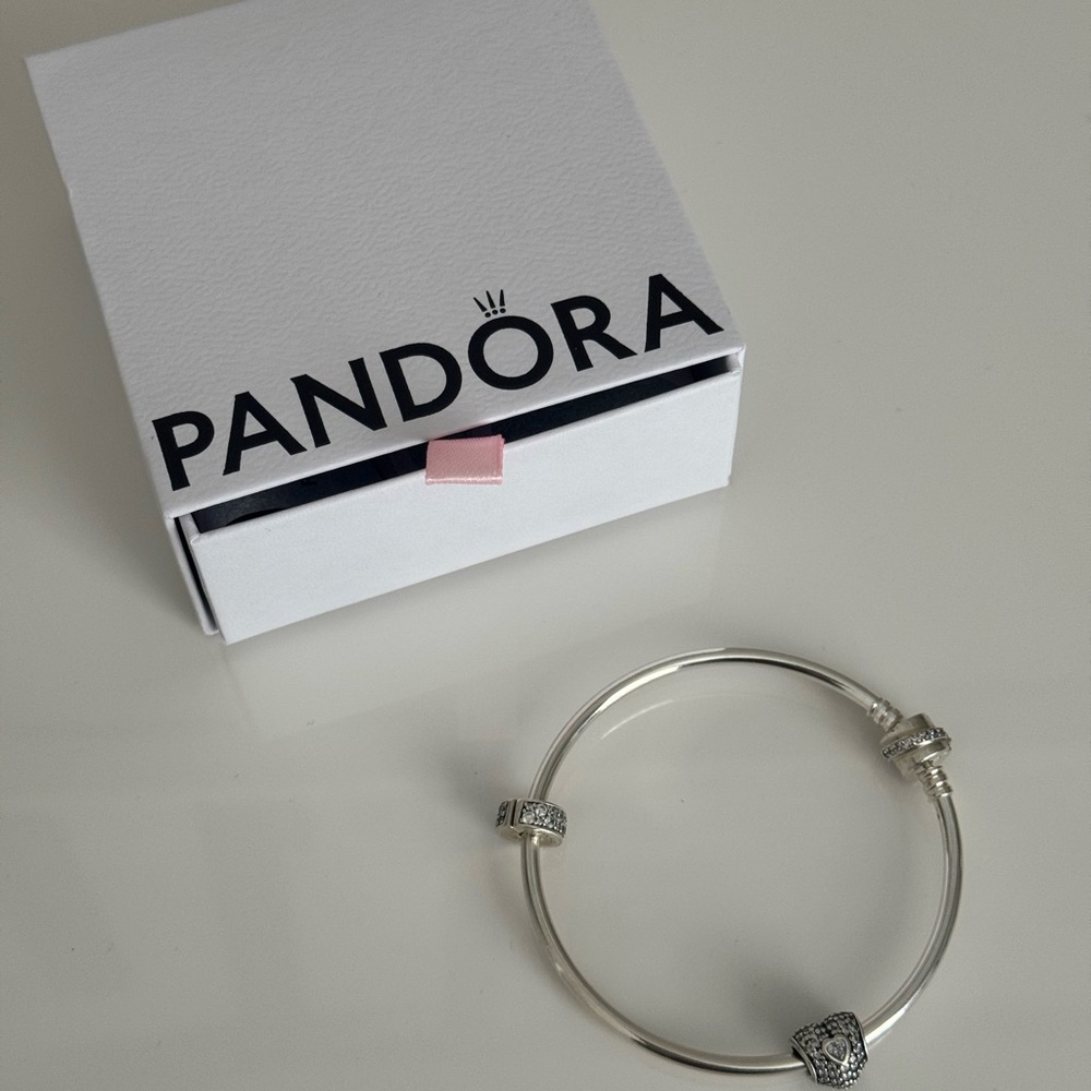 Pandora Silver Bangle Bracelet with Charms